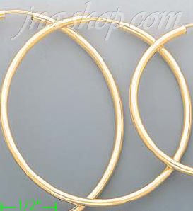 14K Gold Plain Hoop Earrings - Click Image to Close