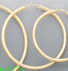 14K Gold Plain Hoop Earrings - Click Image to Close
