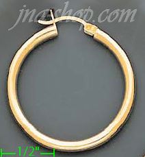 14K Gold Plain Hoop Earrings - Click Image to Close