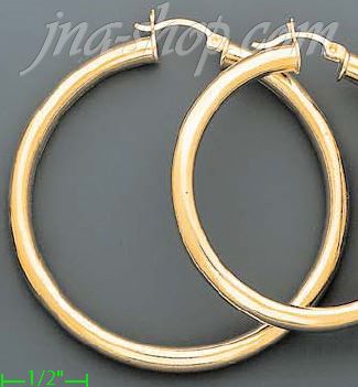 14K Gold Plain Hoop Earrings - Click Image to Close