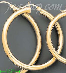 14K Gold Plain Hoop Earrings - Click Image to Close