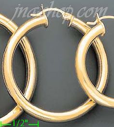 14K Gold Plain Hoop Earrings - Click Image to Close