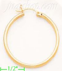 14K Gold Plain Hoop Earrings - Click Image to Close