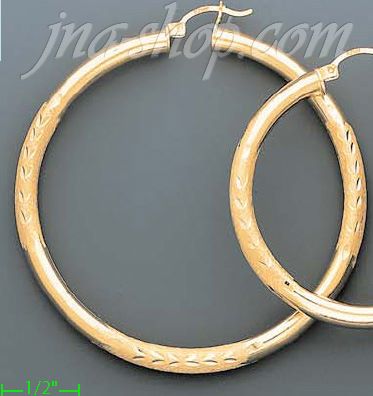 14K Gold Dia-Cut Hoop Earrings - Click Image to Close