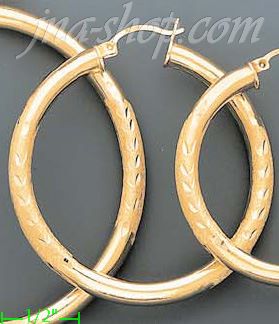 14K Gold Dia-Cut Hoop Earrings - Click Image to Close