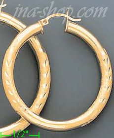 14K Gold Dia-Cut Hoop Earrings - Click Image to Close