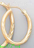 14K Gold Dia-Cut Hoop Earrings - Click Image to Close