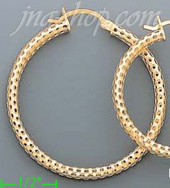 14K Gold Dia-Cut Hoop Earrings - Click Image to Close