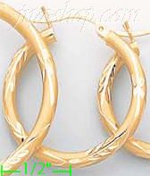 14K Gold Twist & Dia-Cut Earrings - Click Image to Close