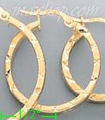 14K Gold Twist & Dia-Cut Earrings - Click Image to Close