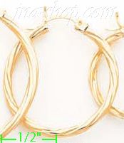 14K Gold Twist & Dia-Cut Earrings - Click Image to Close