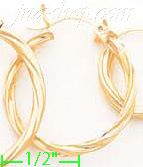 14K Gold Twist & Dia-Cut Earrings - Click Image to Close