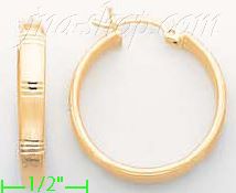 14K Gold Razor Hoop Earrings - Click Image to Close