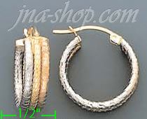 14K Gold Razor Hoop Earrings - Click Image to Close