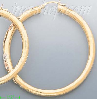 14K Gold 3Color Hollow Earrings - Click Image to Close