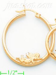 14K Gold Designed Hoop Earrings - Click Image to Close