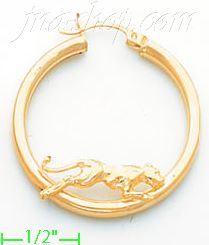 14K Gold Designed Hoop Earrings - Click Image to Close