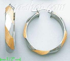 14K Gold Italian Fancy Hoop Earrings - Click Image to Close