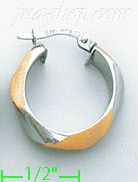 14K Gold Italian Fancy Hoop Earrings - Click Image to Close