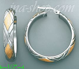 14K Gold Italian Fancy Hoop Earrings - Click Image to Close