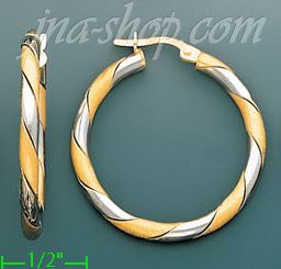 14K Gold Italian Fancy Hoop Earrings - Click Image to Close