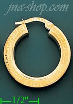 14K Gold Italian Fancy Hoop Earrings - Click Image to Close