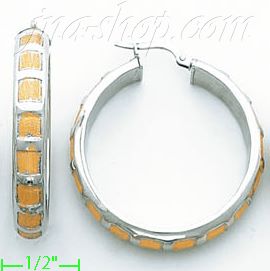 14K Gold Italian Fancy Hoop Earrings - Click Image to Close