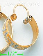 14K Gold Swiss Cut & Designed Hoop Earrings - Click Image to Close