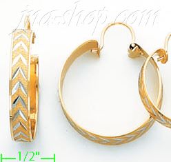 14K Gold Swiss Cut & Designed Hoop Earrings - Click Image to Close