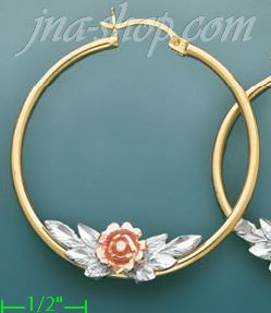 14K Gold Swiss Cut & Designed Hoop Earrings - Click Image to Close