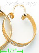 14K Gold Swiss Cut & Designed Hoop Earrings - Click Image to Close