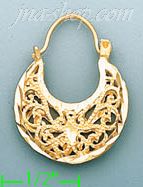 14K Gold Filigree Dia-Cut Earrings - Click Image to Close