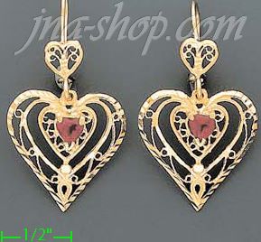 14K Gold Filigree Dia-Cut Earrings - Click Image to Close