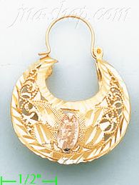 14K Gold Filigree Dia-Cut Earrings - Click Image to Close