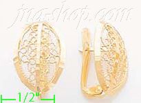 14K Gold Leaf Earrings - Click Image to Close