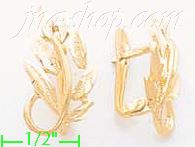 14K Gold Leaf Earrings - Click Image to Close