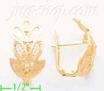 14K Gold Leaf Earrings - Click Image to Close