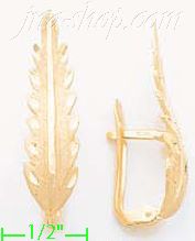 14K Gold Leaf Earrings - Click Image to Close