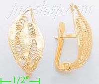 14K Gold Leaf Earrings - Click Image to Close