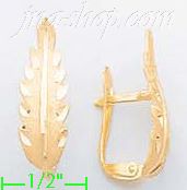 14K Gold Leaf Earrings - Click Image to Close