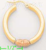 14K Gold Fancy Hoop Earrings - Click Image to Close