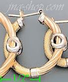 14K Gold Fancy Hoop Earrings - Click Image to Close