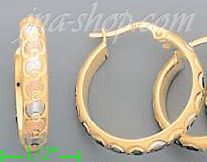 14K Gold Fancy Hoop Earrings - Click Image to Close