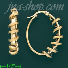 14K Gold Italian Fancy Hoop Earrings - Click Image to Close