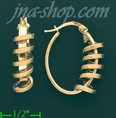 14K Gold Italian Fancy Hoop Earrings - Click Image to Close