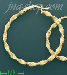 14K Gold Italian Fancy Hoop Earrings - Click Image to Close