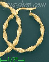 14K Gold Italian Fancy Hoop Earrings - Click Image to Close