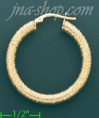 14K Gold Italian Fancy Hoop Earrings - Click Image to Close