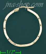 14K Gold Italian Fancy Hoop Earrings - Click Image to Close