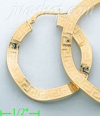 14K Gold Italian Fancy Hoop Earrings - Click Image to Close